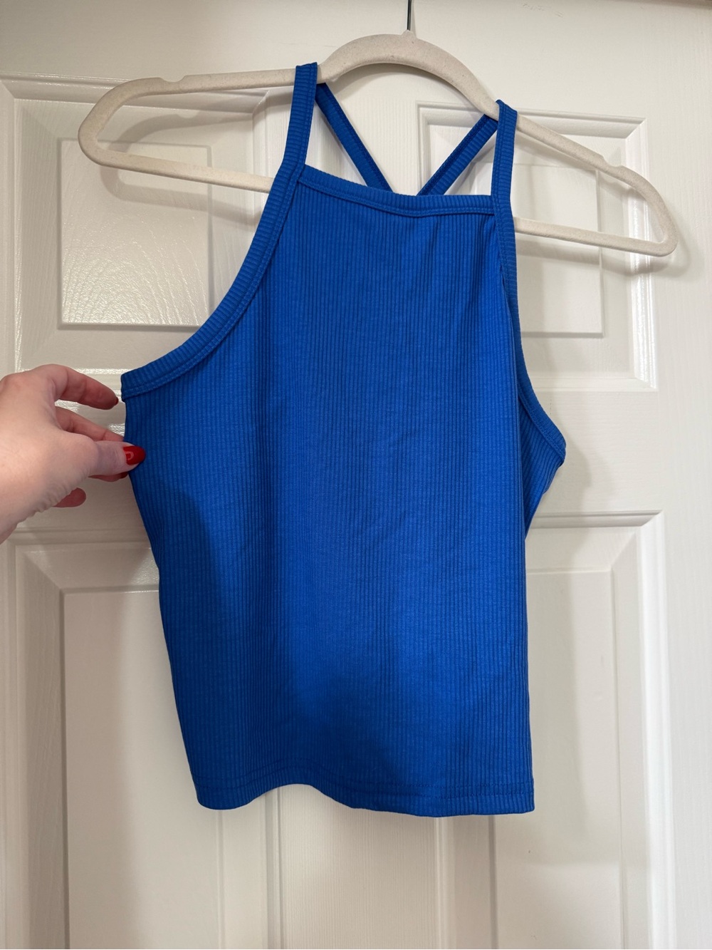 la miel Blue Ribbed Halter Tank Top Medium *NWT